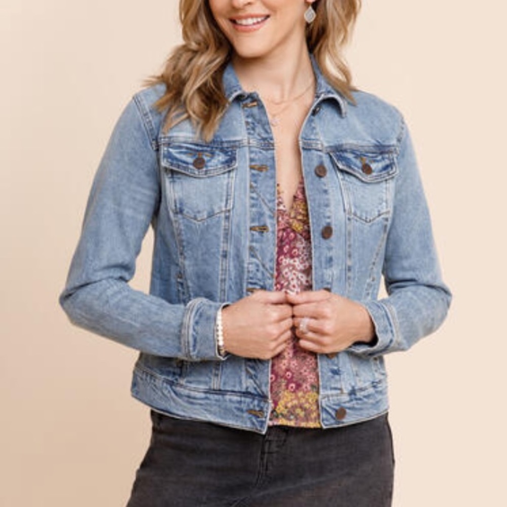 francesca’s light wash denim jacket